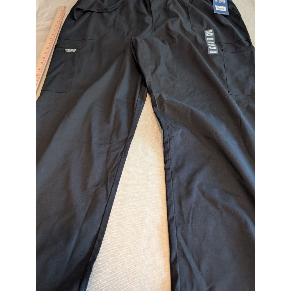 NWT-Cherokee Originals Men Black Cargo Scrub Pants Drawstring SZ 2XL